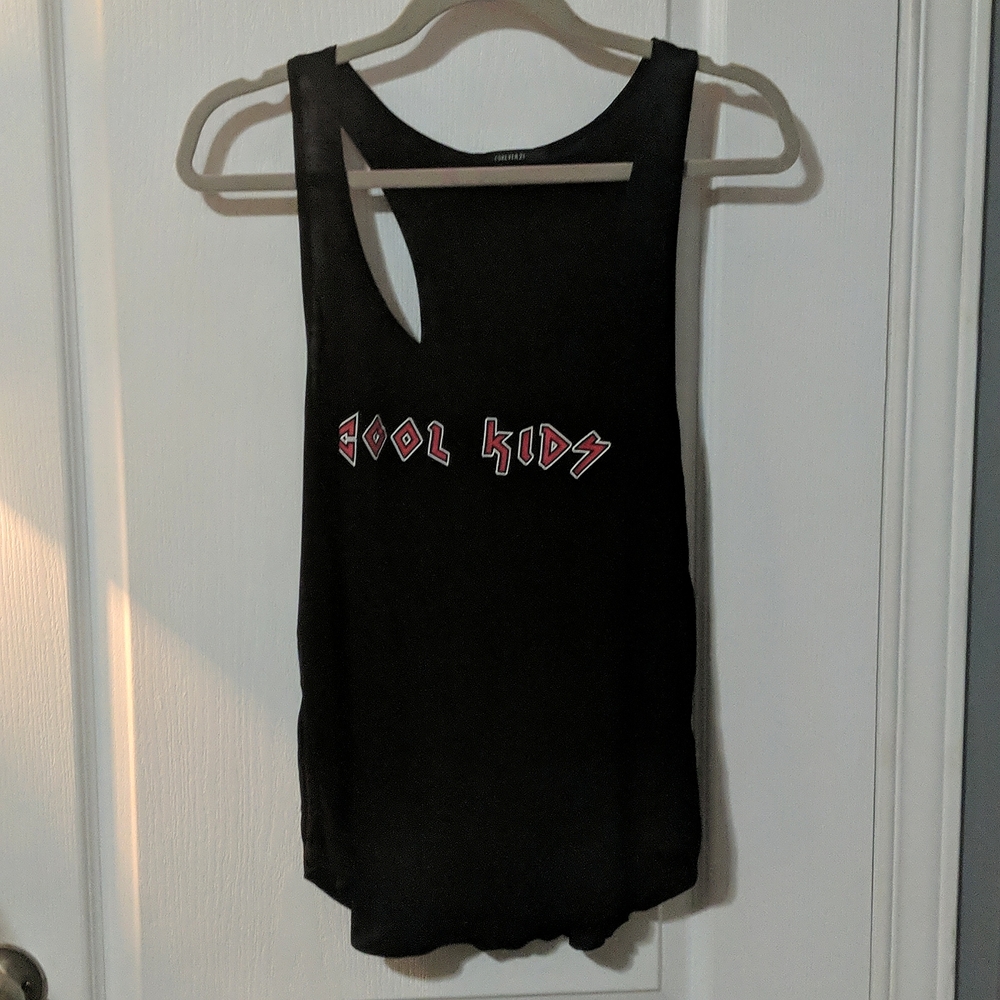 Forever 21 'Cool Kids' ironic Racer-back black tank top, size s